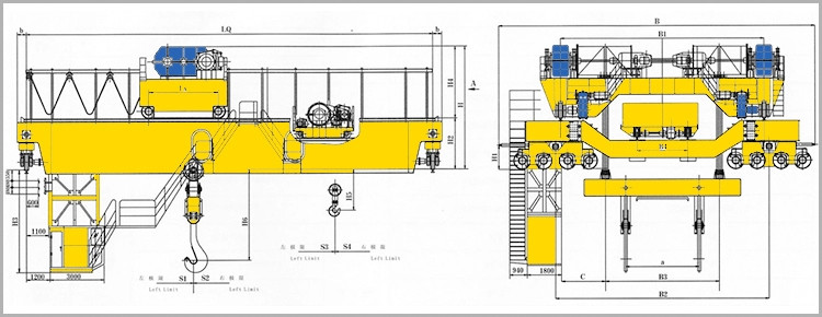 Wireless Top Running 100/20 Ton Double Girder Overhead Crane