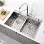 33X22 Inch 2 Bowl Top Mount Stainless Steel Kitchen Sink PVD Brushed Surface
