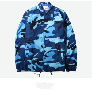 Wholesale New Plus Size Coach Blue Camo Jacket , Twill Coach Jacket Eco Friendly from china suppliers