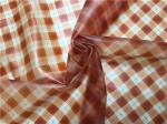 Orange Printed Grid Pattern Faux Leather Fabric For Ladies Fashion Coat 0.15mm