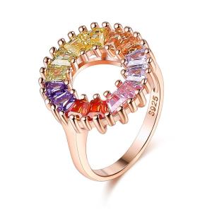 Wholesale 14.1mm 3.4g Zircon Engagement Ring women graduation Rose Gold Vermeil Ring from china suppliers