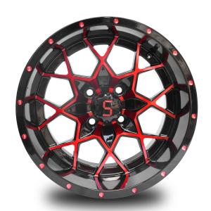 Wholesale Aluminum Alloy Golf Cart Wheels Red Gloss Black 101.6 PCD 4x4 Bolt Pattern from china suppliers
