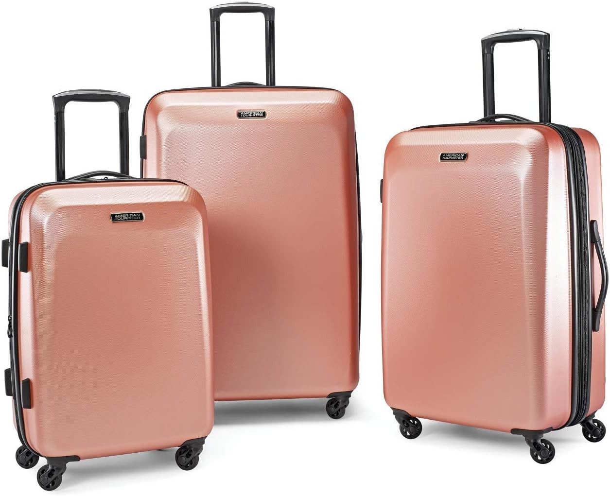 Moonlight Hardside Expandable Luggage with Spinner Wheels, Rose Gold, Checked-Medium 24-Inch