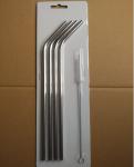 Stainless Steel Straws Set Of 4, Free Cleaning Brush Included Metal drinking