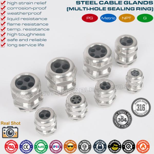 IP68 Brass Multi-Hole Cable Glands, 304/316 Stainless Cable Glands PG & Metric c