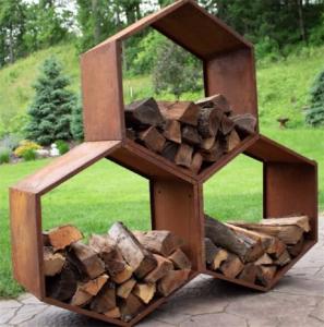 Wholesale Hexagon Corten Steel Honeycomb Firewood Storage Log Rack 11 Gauge from china suppliers