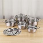 Stainless Steel Kitchenware 12pcs Cookware Set 16/18/20/22/24cm Soup Pot Food