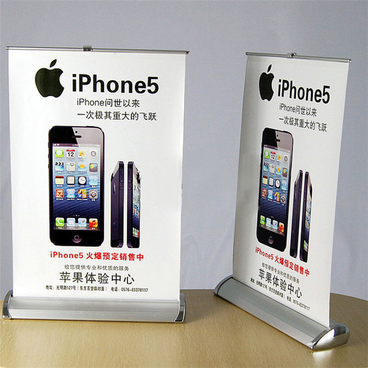 Aluminium Portable Table Retractable A3 + A4 Mini Table Top Banner Stand Roll Up Display