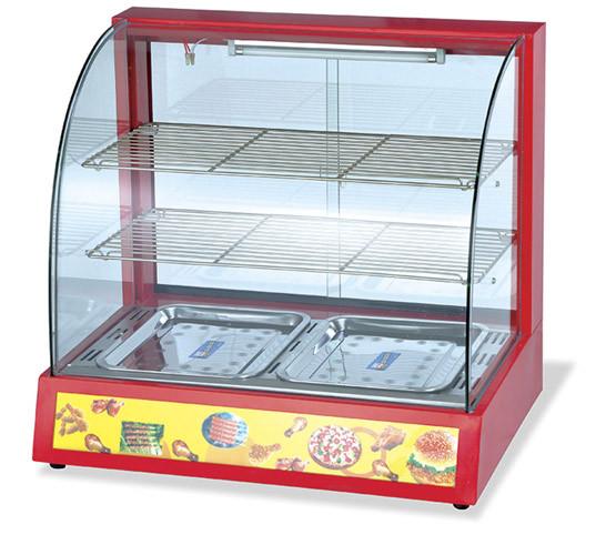 Electric Food Warmer Display Case Curved Glass Two Shelves Bain Marie Display