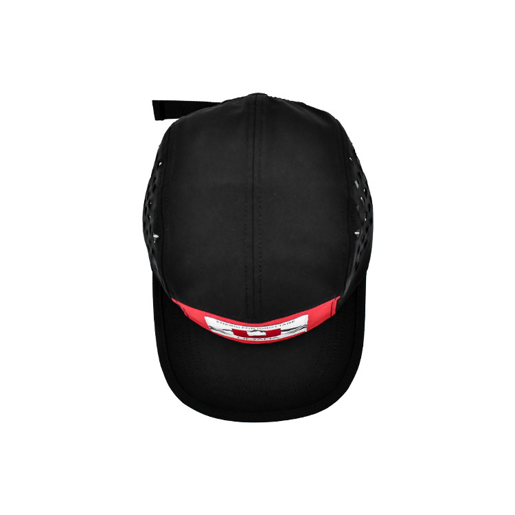 Waterproof Laser Cut Drilled Hole 5 Panel Camper Hat Lightweight Nylon Running Mesh Cap