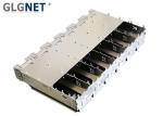 Piggyback SFP Cage Connector 1x6 Ganged Heat Sink EMI Cage For 10G Network