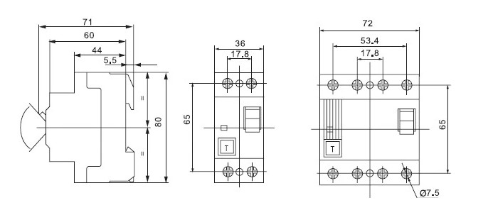 Residual Current 2P 4P 415V PA66 ELCB Circuit Breaker
