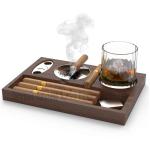 Cigar Ashtray Coaster Whiskey Glass Tray and Cigar Holder, Wooden Ash Tray,