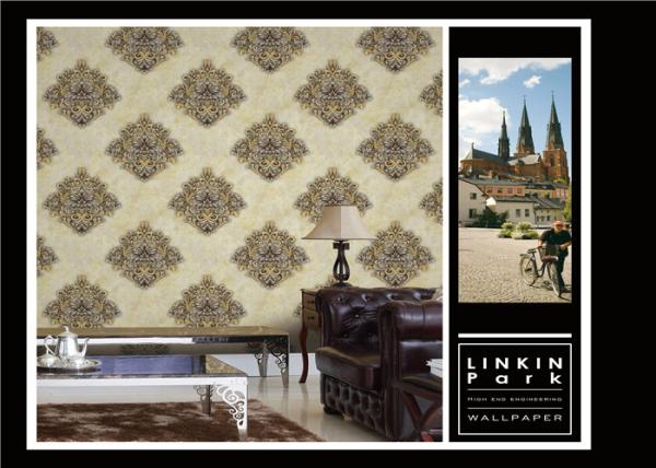 PVC Classic Vintage Style Floral Wallpaper , Vintage Living Room Wallpaper Non