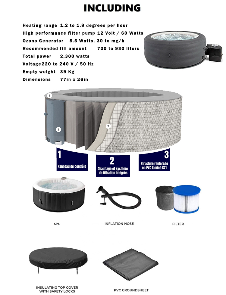 Portable Outdoor Message Inflatable Bathtub Hot Tub Spa With Cover