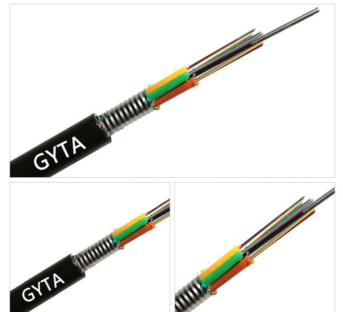 GYTA S Armored Fiber Optic Cable 4 Core 144 Core Single Mode Overhead Buried