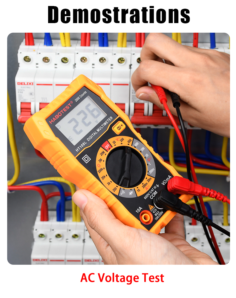 200mA Handheld Digital Multimeter , 600V Manual Ranging Digital Multimeter