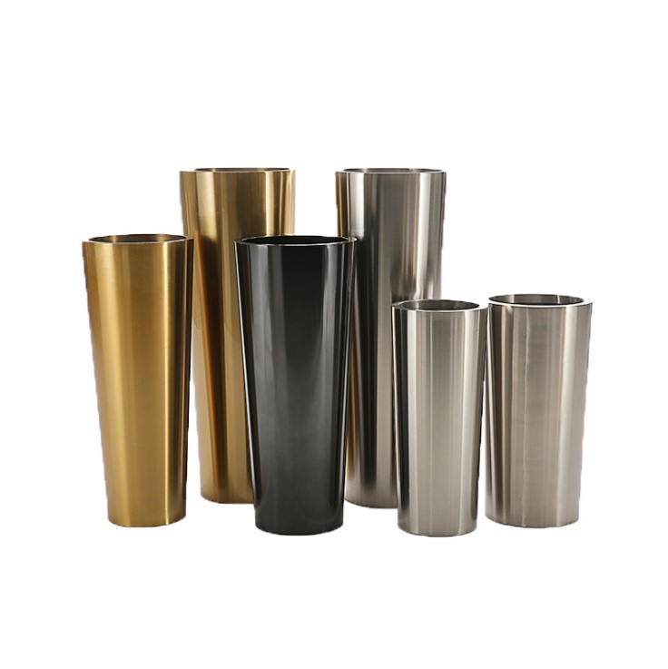 Custom Steel Garden Planter Cylinder Stainless Steel Large Flower Pots