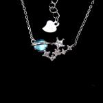 Saturn Galaxy Shape New Jewellery Design Glaze 925 Silver Rose Gold Necklace