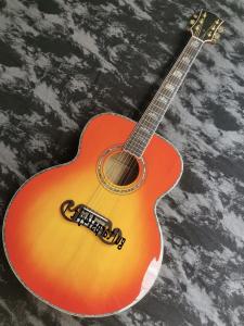 Wholesale Custom 43 inch SJ200 series limited edition handmade glossy painted abalone inlaid acoustic guitar from china suppliers