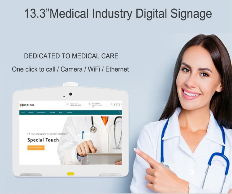 13.3 Inch 1080P Medical Smart PC Healthy Care Industrial All In One Android 8.1