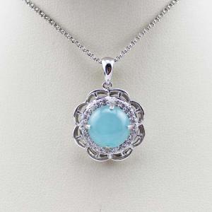 Wholesale Sterling Silver Blue Cubic Zirconia Pendant Jewelry (FP004) from china suppliers