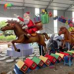 Christmas Decoration Santa Horse Resin Gift Box Zigong Lantern For Amusement