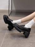 Fashion Black Flat Loafer Shoes With Heels Height 4CM