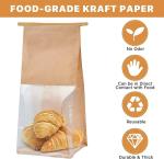 No Odor Thick Brown Bakery Bags with Window Paper Bread Bags Kraft Paper Bags