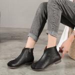 S206 Factory leather women's boots ethnic style flat ankle boots literary simple
