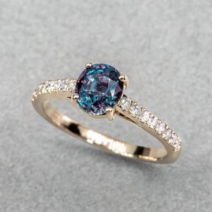 Wholesale 925 Sterling Silver Lab Created Alexandrite Rings , Synthetic Alexandrite Stone Ring from china suppliers