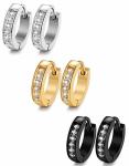 13MM Stainless Steel Small Hoop Earrings for Men Women Huggie Earrings CZ Inlaid