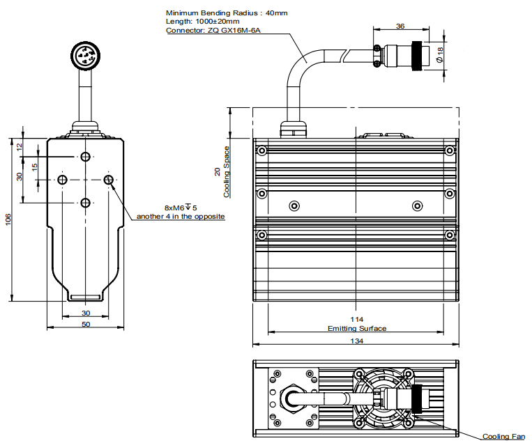 1400K Lux L134mm High Intensity Line Scan Lighting Low Divergence Angle