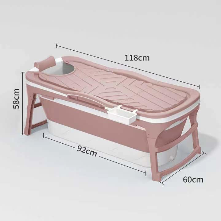 1.18M Blue Pink Freestanding Plastic Bathtub Plastic Folding Bath Tub For Adults