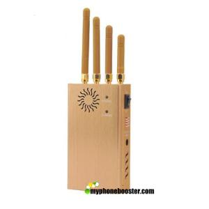 Wholesale Hotsale 4 Antennas 2w Golden Yellow Portable Signal Jammer Blocker Shield GSM 3G Wifi GPS With Leather Case/Car Charger from china suppliers