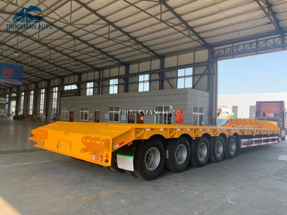 5 Axle 100 Ton Low Bed Semi Trailer For Heavy Duty Machinery
