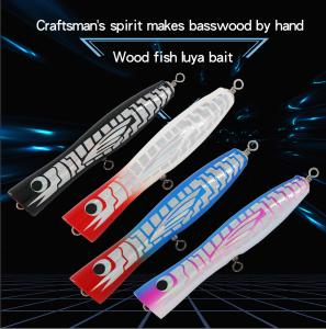 Wholesale 4 Colors 18CM/80g Wood Bait Treble Hooks Water Impact Largemouth Bass Tuna Fishlure Popper Wooden Fishing Lure from china suppliers