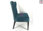 Blue Velvet Armless Hotel Restaurant Chairs Metal Base Customized With Brass