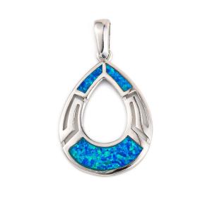 Wholesale Girl Meander Natural Blue Greek Opal Pendant With 925 Sterling Silver from china suppliers