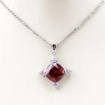925 Silver Jewelry 10mm Round Garnet Cubic Zirconia Pendant (P27)