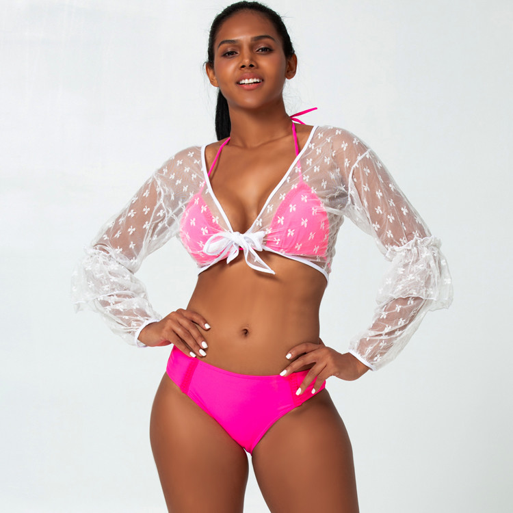 Tiered Layer Tie a Knot Front Top With Low waist Bikini swimsuit high cut