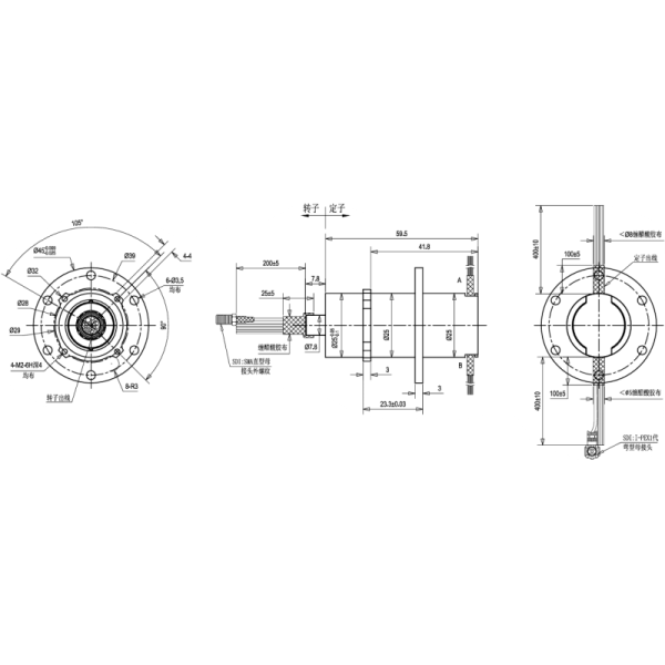 Plug And Play Ethernet Slip Ring 250rpm Video Connection HD SDI Slip Ring