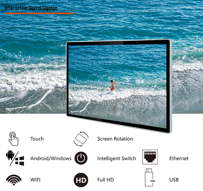 18.5'' 21.5'' 23.8'' 27'' Android Touch screen LCD Display Digital Signage Network Advertising Kiosk support WIFI 4G LAN