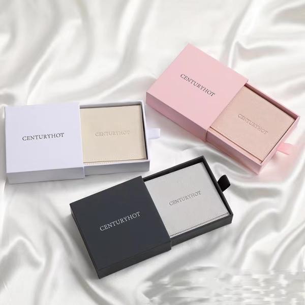 Custom Jewelry Rigid Packaging Box With Velvet Pouch Bags For Earring Necklace