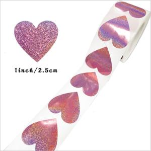 Wholesale Laser Heart Pink Holographic Sticker Glitter Sealing Labels 500pcs/Roll For Gift Box Packaging from china suppliers