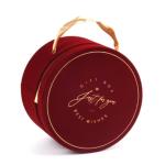 Gold Foil Logo Round Velvet Rose Flower Hat Box Small Mothers Day Gift Box with