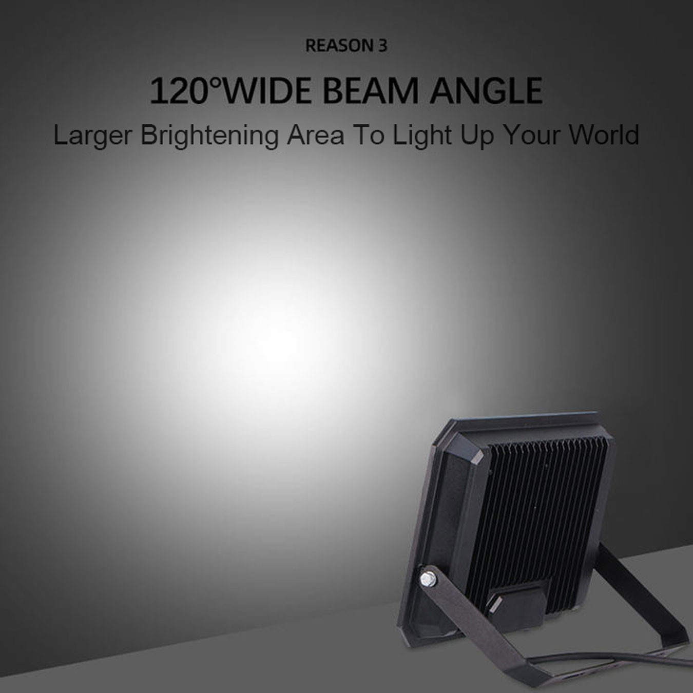 Full Wattage Long Cable Outdoor LED Flood Lights 120° Degree Beam Angle 2700-6500K IP65