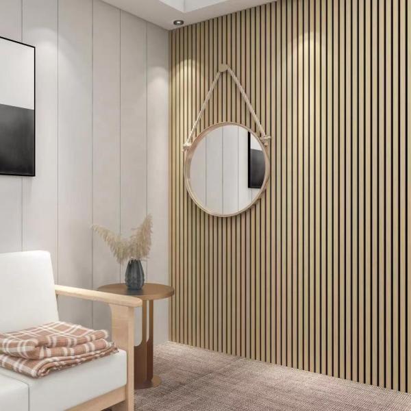 Tech Oak Walnut Wooden Veneer Wood PET Noise Absorbing Wall Panels Wood Slat