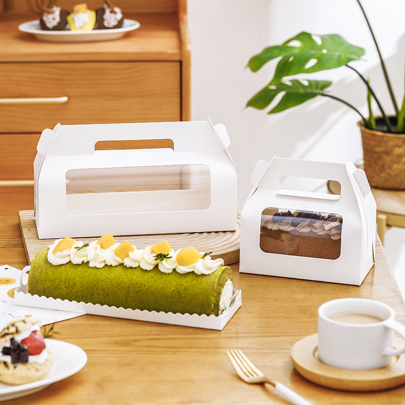 Custom Wholesale Disposable Food Packaging Box Swiss Roll Cake Box Supply