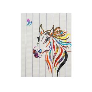Wholesale Real Wooden Frame Abstract Horse Painting , Stretched Satin Ribbon Art from china suppliers